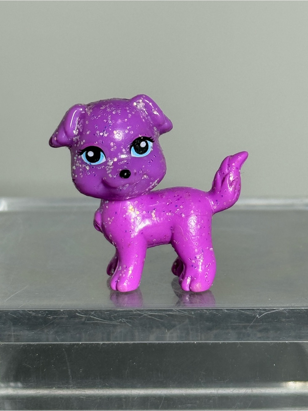 Vintage Polly Pocket Sparklin’ Pets Purple Glitter Puppy Dog (Mattel)